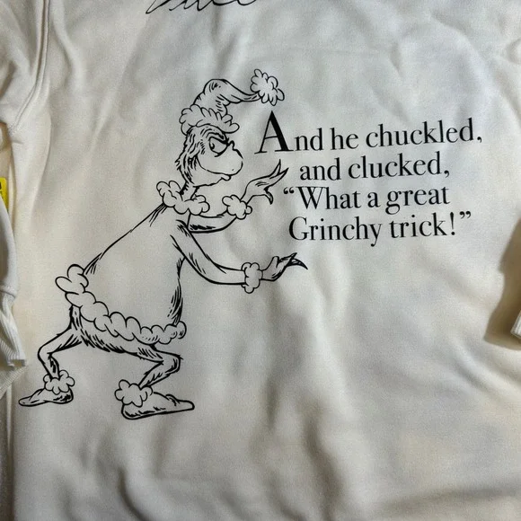 Dr Seuss The Grinch Christmas Sweatshirt Cream Graphic Pullover Mens Small 4-6 - Picture 6 of 8